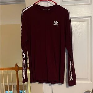 Adidas Men's Burgundy Long Sleeve Tee